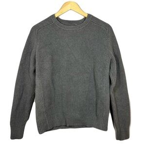 Gap Gray Waffle Knit 100% Cotton Pullover Crew Neck Sweater Women Medium EUC